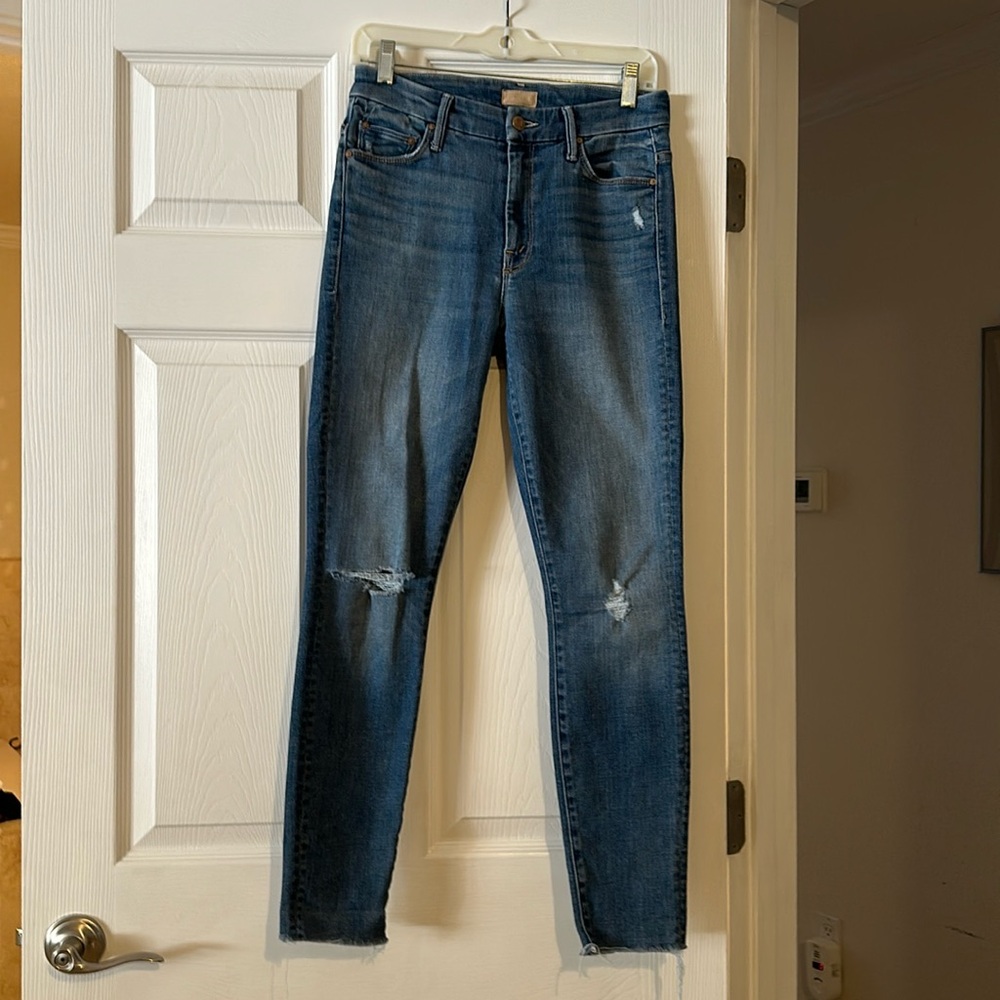 MOTHER high waisted looker ankle fray